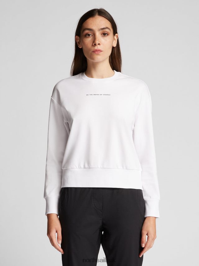 Women White Clothing 4D6N1487 North Sails SWEATSHIRT WITH LETTERING