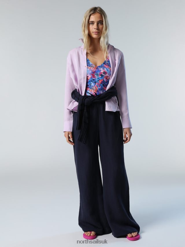 Women Navy blue Clothing 4D6N609 North Sails LINEN AND TENCEL TROUSERS